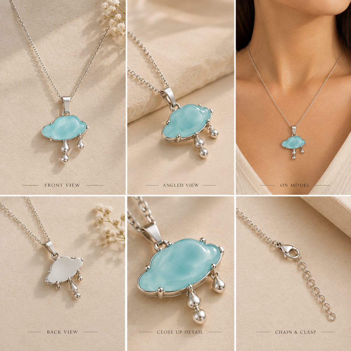 Celestia Aqua Pendant Necklace