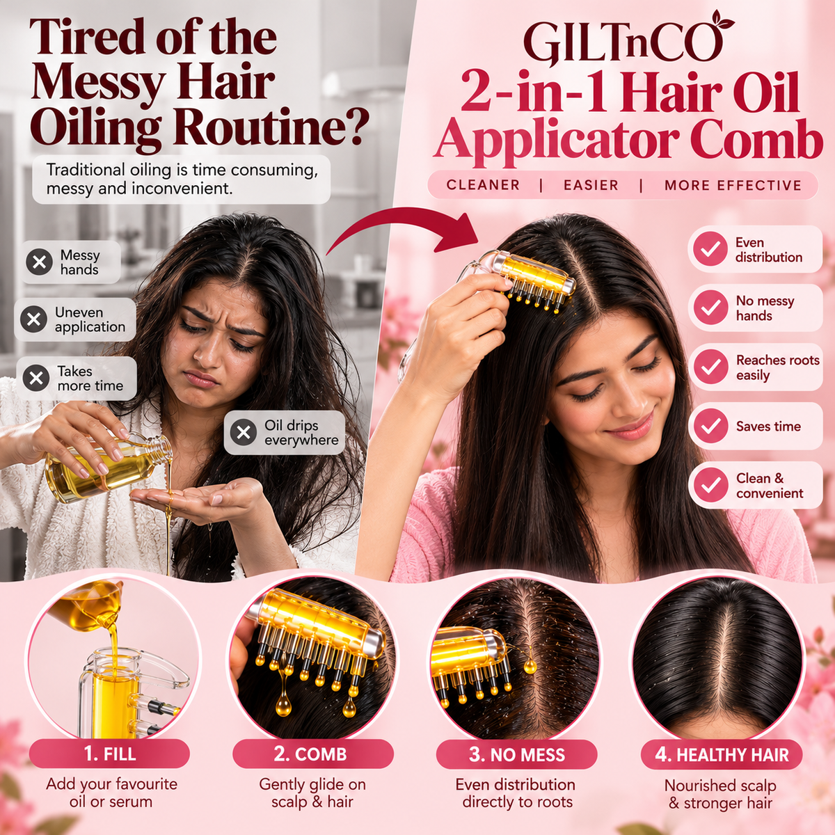 GILTnCO Hair Oil Applicator Comb